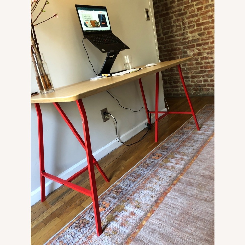 Set of 2 IKEA LERBERG Trestle Hilver Table Legs Only Red Steel 504.736.38